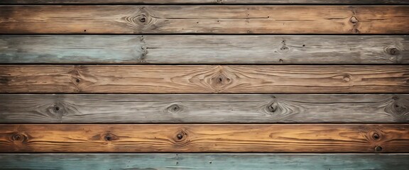 Fototapeta premium Stained and Weathered Wood Planks with Nail Holes and Faded Paint for a Vintage Rustic Look