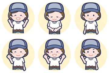 八百屋の女性のポーズセット_02