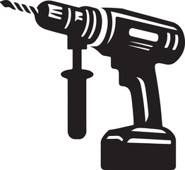 Drill machine icon silhouette vector art illustration