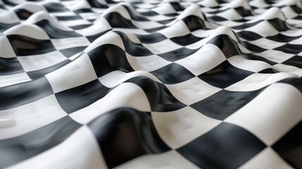 A black and white checkered pattern with a wave like texture.
