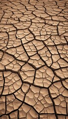 Cracked Earth with Deep Crevices in Tan and Dark Brown for a Dry Arid Background