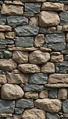 Stone Wall Texture with Irregular Shapes and Visible Mortar for an Ancient Rustic Background
