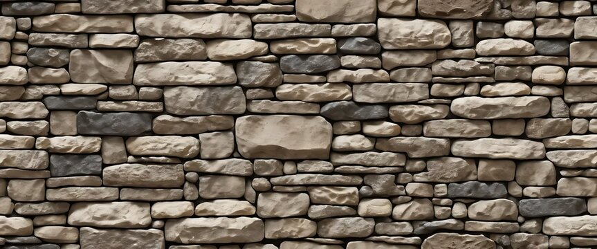 Stone Wall Texture with Irregular Shapes and Visible Mortar for an Ancient Rustic Background