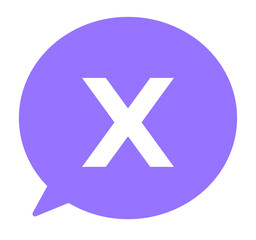Obraz premium シンプルな紫色のXアイコンと吹き出し