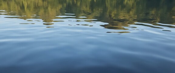 Gently Moving Water with Light Ripples and Reflections on a Calm Lake Surface