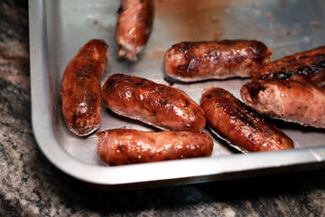 Barbecue chorizo over plate