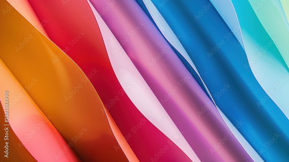 Poster A vibrant gradient of interlocking colors flowing seamlessly, symbolizing unity and diversity in a dynamic society, minimalist style