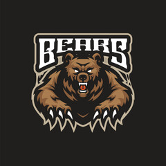 Bear mascot logo design vector. Angry bear illustration for sport team and esport team.