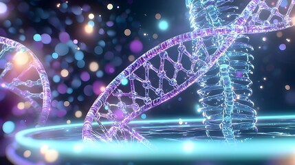 Glowing DNA Helix Abstract