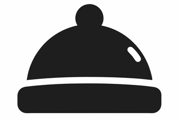 Bobble hat silhouette vector, Winter hat icon, Beanie silhouette vector