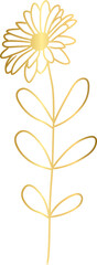 Golden Simple Wild Flower Doodle lIne Art