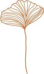 Golden Simple Wild Flower Doodle lIne Art
