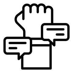 Hand fist for Freedom of Speech outline icon
