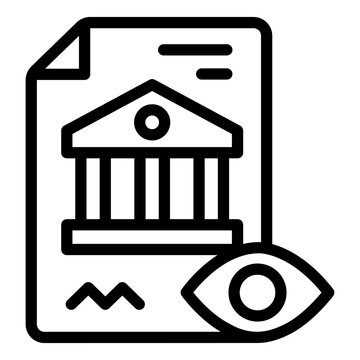 document with bank building and eye icon clip art preview