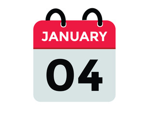 January 4 Calendar Day or Calender Date for Deadlines or Appointment. calendar date icon on white background.
