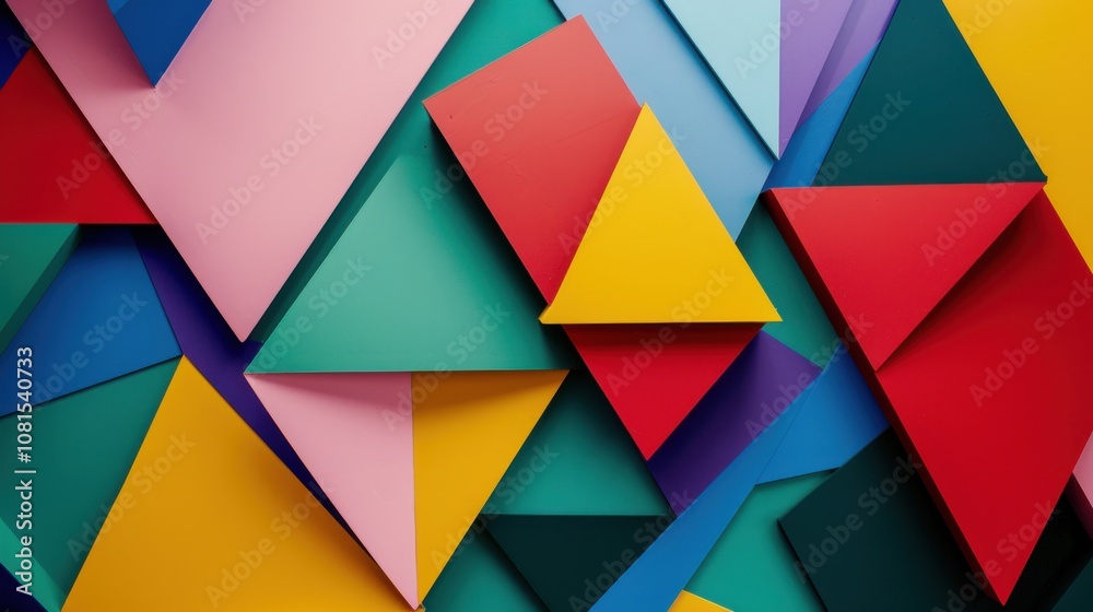 Aufkleber Abstract colorful triangles arranged in a dynamic pattern, representing the diverse and multifaceted aspects of an inclusive society, minimalist style