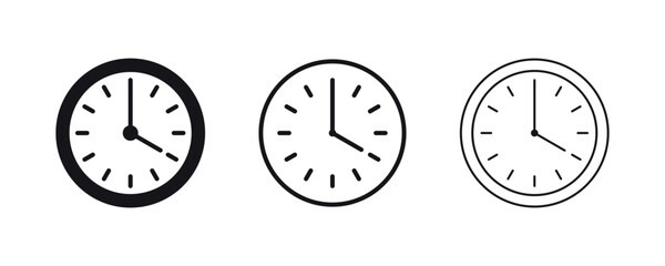 Clock icon set. Analog clock line icon collection. Wall clock icon vector illutration