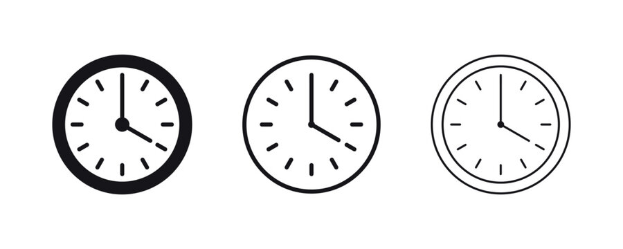 Clock icon set. Analog clock line icon collection. Wall clock icon vector illutration