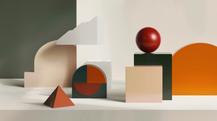 An abstract depiction of equity in design, showing a series of geometric shapes in different sizes and colors fitting together to create a balanced composition