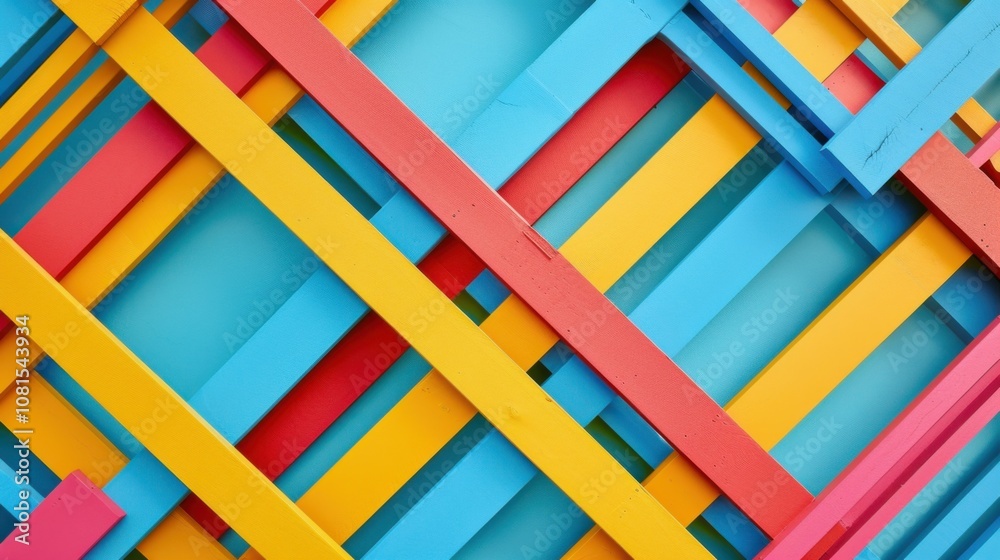 Poster An abstract pattern of intersecting lines in vibrant shades against a plain background, Representing intersectionality and diversity, photography style