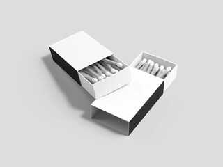 3D Render of White Cardboard Matchbox Mockup