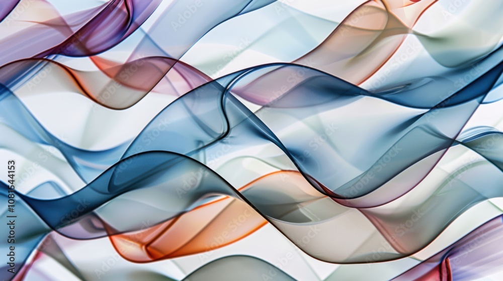 Aufkleber An abstract pattern of intersecting waves in soothing colors against a neutral background, Embodying fluidity and diversity, photography style