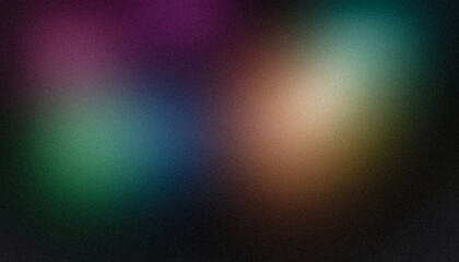 Abstract color spots grainy gradient background. Soft orange purple blue color noisy gradient texture, vibrant color spots, glowing color flow, bright, shine, noise texture backdrop