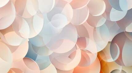 An abstract pattern of overlapping circles in soothing pastel colors against a neutral background, Embodying diversity and fluidity, photography style