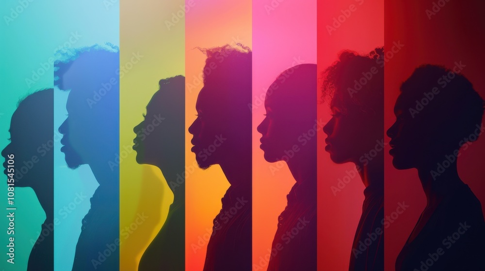 Poster An abstract representation of a spectrum of colors merging into one another, Symbolizing unity in diversity, photography style