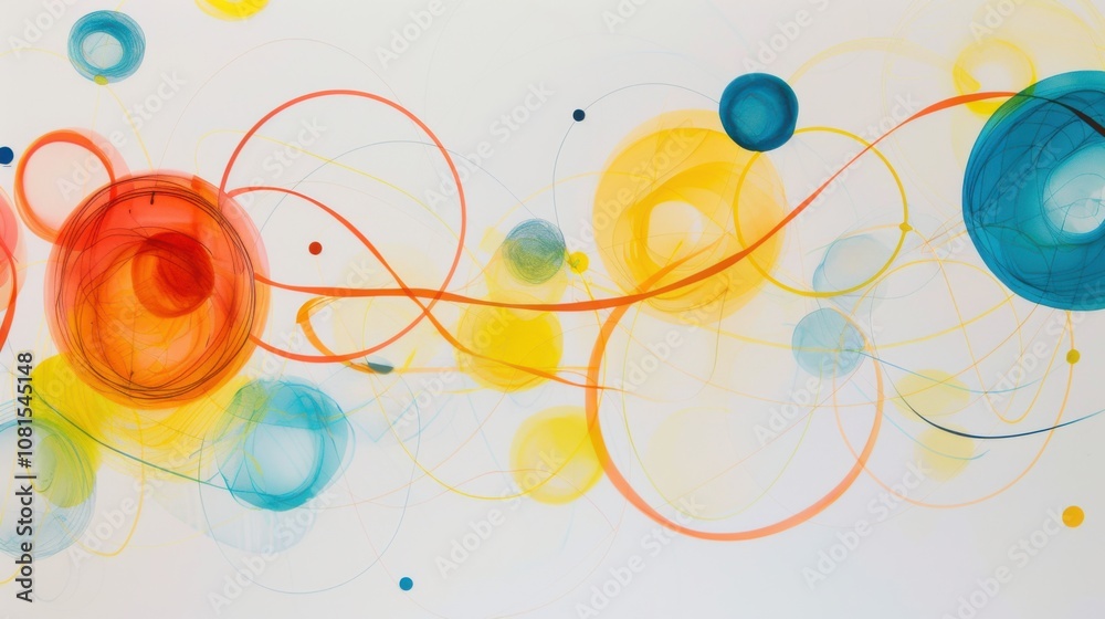 Poster an abstract representation of collective growth, showing a series of interconnected, colorful circle