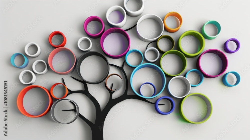 Poster an abstract representation of collective growth, showing a series of interconnected, colorful circle