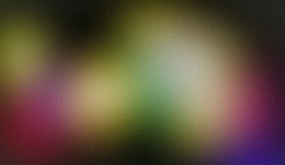 Abstract color spots grainy gradient background. Soft green purple red blue color noisy gradient texture, vibrant color spots, glowing color flow, bright, shine, noise texture backdrop