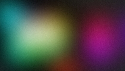 Abstract color spots grainy gradient background. Soft pink purple green color noisy gradient texture, vibrant color spots, glowing color flow, bright, shine, noise texture backdrop