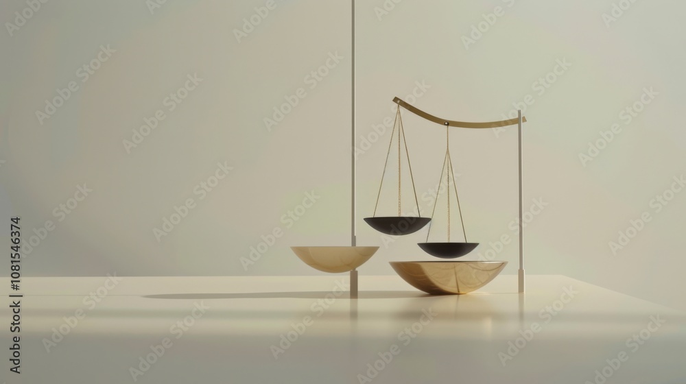 Aufkleber an abstract representation of equity, showing a series of abstract scales with different-sized eleme