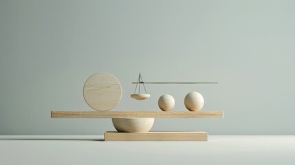 An abstract representation of equity, showing a series of abstract scales with different-sized elements being balanced in equilibrium