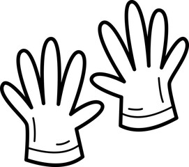 rubber gloves cleaning tool outline illustration