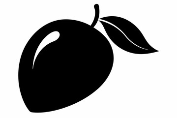 Mango silhouette, Mango with leaf vector illustration, Mango fruit vector 