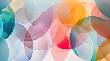 An abstract representation of social inclusion, featuring a series of overlapping circles with different colors blending into each other, Representing the seamless integration of diverse social groups