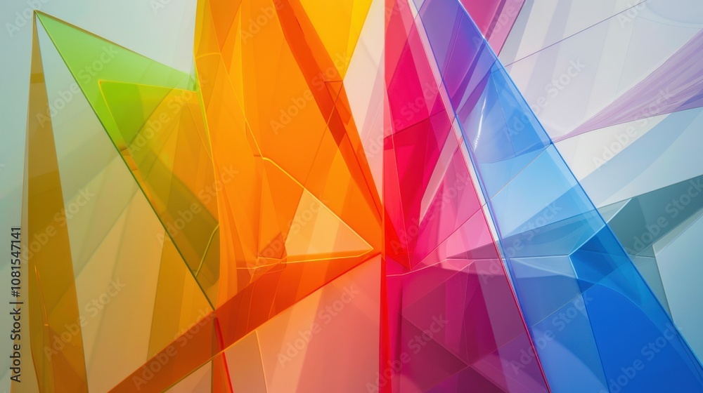Poster An abstract representation of unity, showing a spectrum of interconnected geometric shapes forming a cohesive whole, Symbolizing the strength found in diverse elements coming together