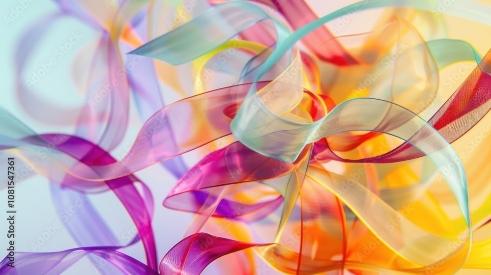 Poster an abstract swirl of ribbons in various shades symbolizing different identities against a soft gradi