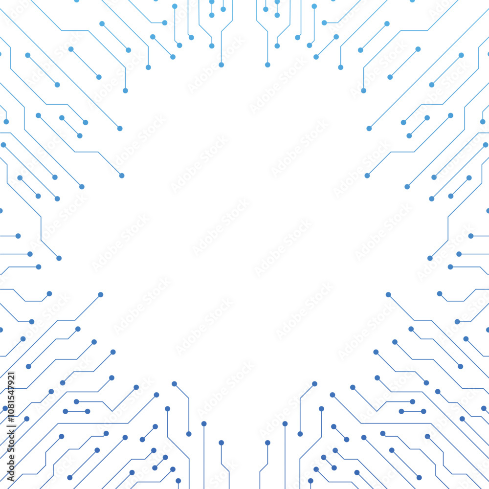 Wall mural circuit board electronics digital technology banner blue. central computer processors cpu concept. m