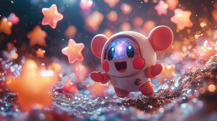 3D Cartoon Character Admiring a Star-Shaped Cookie