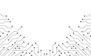 Electronic Circuit Board Digital Technology Banner. Structure Circuit Computer Technology Background. Concept of Motherboard, CPU, Processor, and Microchip