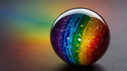 Colorful round rainbow glass marble