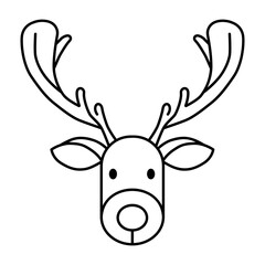 Christmas Reindeer Icon in Line Style