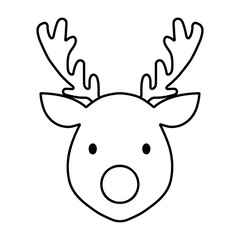 Festive Line Reindeer Icon for Holiday Themes