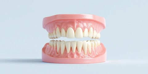 Obraz premium A realistic dental model showcasing human teeth, illustrating dental education and oral health practices.