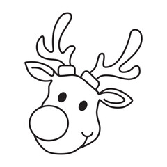 Minimalist Outline Christmas Deer Icon