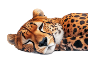 A peaceful sleeping leopard in nature transparent background