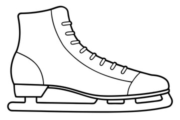 Ice Skating Vector Icon, Skate Shoe Line Art Vector